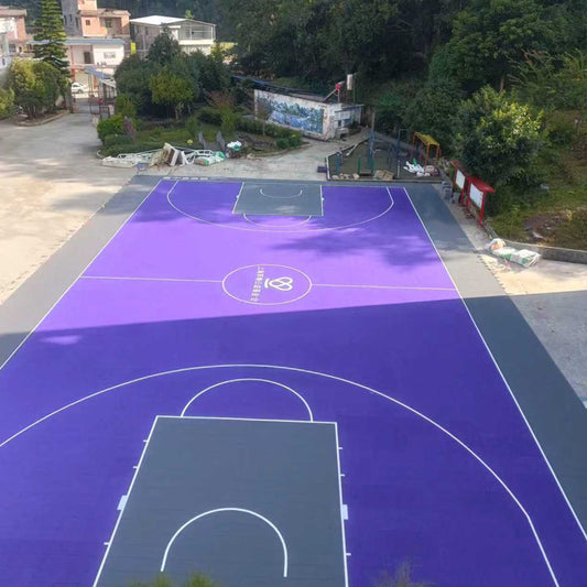 Beable Full Court Basketball Flooring | PP Interlocking Tiles with White Line Marking | DIY Friendly | For Schools & Clubs