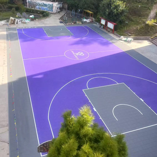 Beable Full Court Basketball Flooring | PP Interlocking Tiles with White Line Marking | DIY Friendly | For Schools & Clubs
