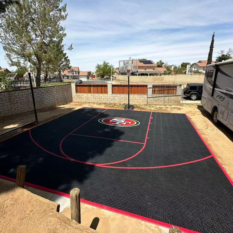 Beable PP Interlocking Floor Tiles for Home Basketball Court | Logo & Line Customization