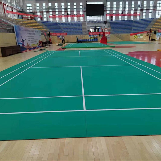 Beable Easy Installation PVC Badminton Flooring with White Court Line Marking
