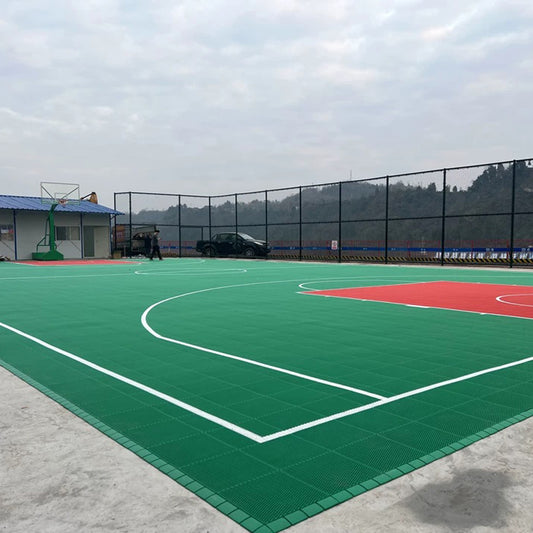 Beable Custom Basketball Court Interlocking Floor Tiles with White Lines and Logo for School & Club Use