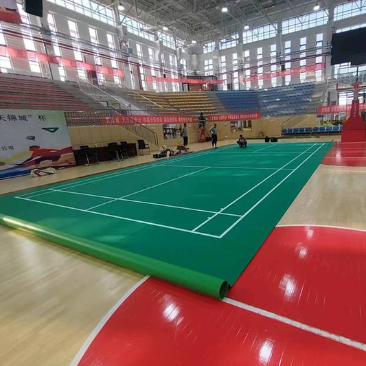 Beable Easy Installation PVC Badminton Flooring with White Court Line Marking