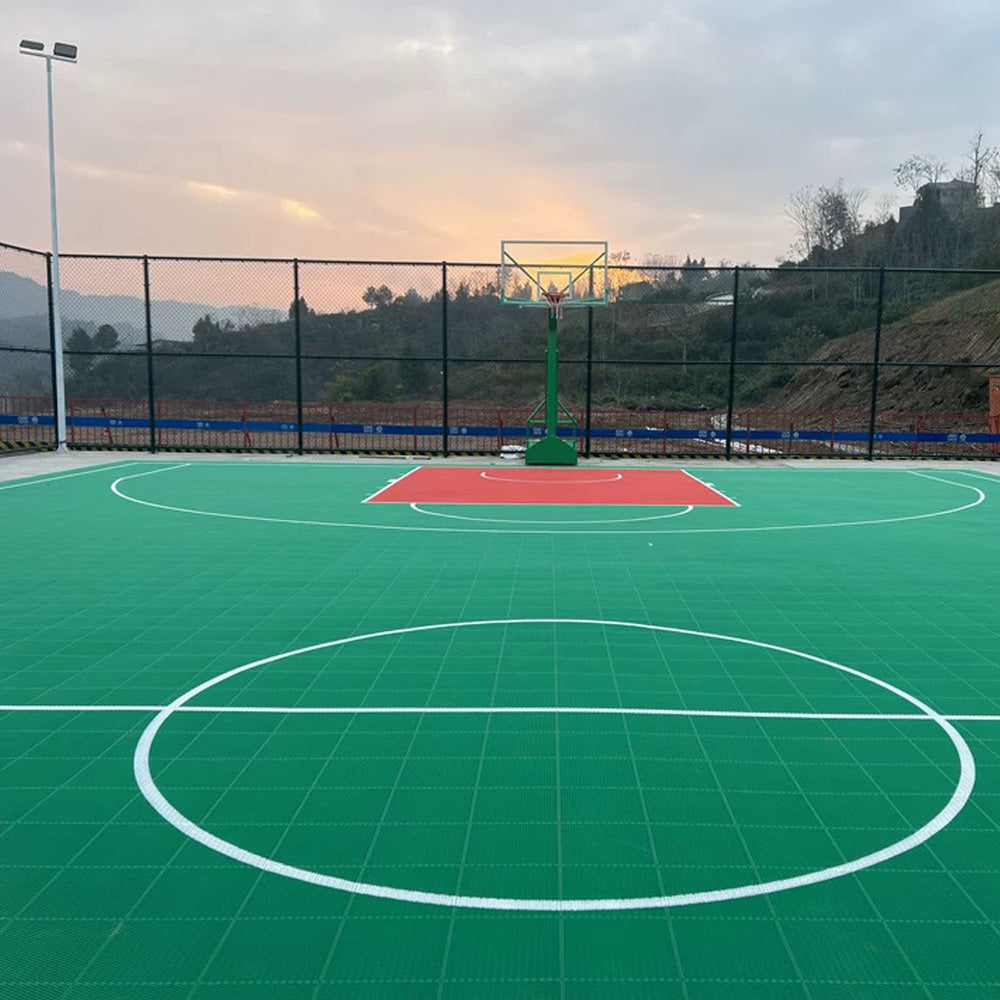 Beable Custom Basketball Court Interlocking Floor Tiles with White Lines and Logo for School & Club Use